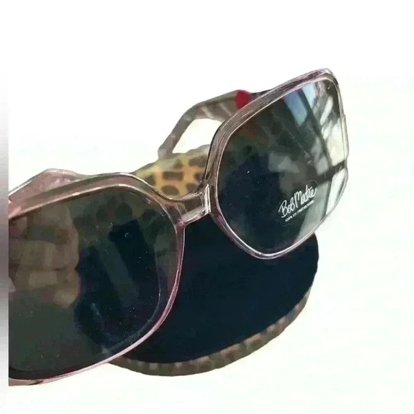 Bob Mackie Clear Purple  Gold Accent Black Lens Sunglasses NWT and leopard case main image 6